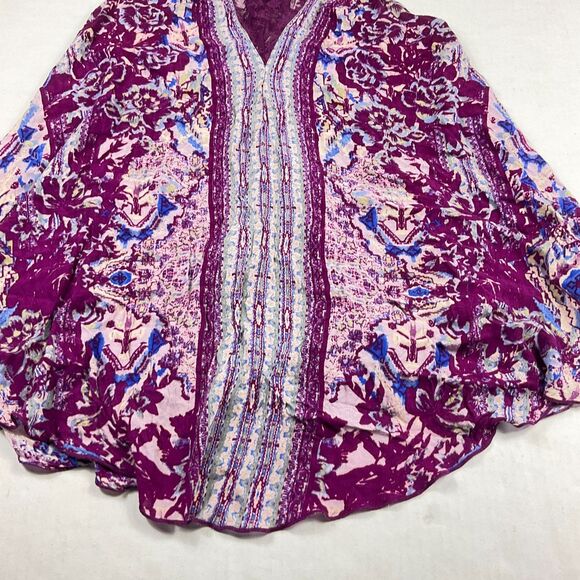 Free People Lace Tank Top  Floral Flowy V-Neck Racerback Boho Festival Shirt S - Picture 2 of 11